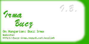 irma bucz business card